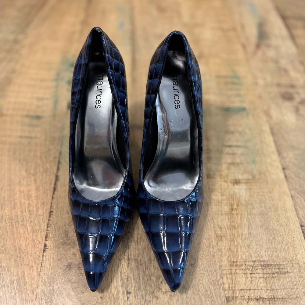 Blue Faux Snake heels